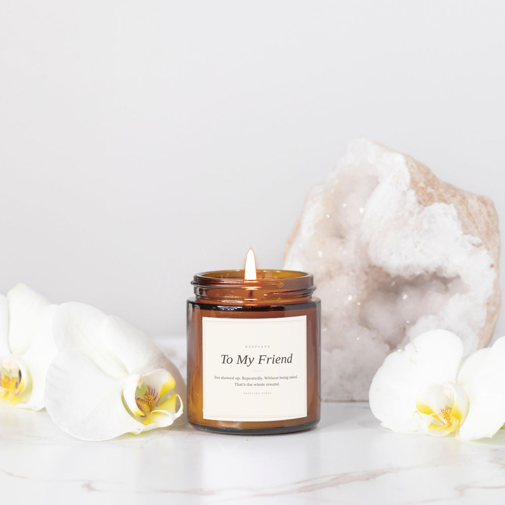 To My Friend Hand-Poured Candle - Amber Jar 4oz Keepsake Gift