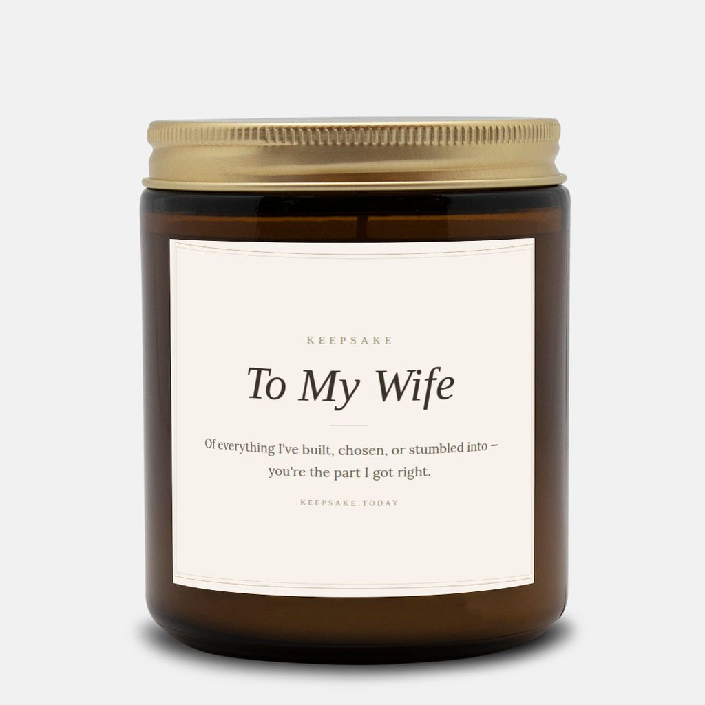 To My Wife Hand-Poured Candle - Amber Jar 9oz Keepsake Gift