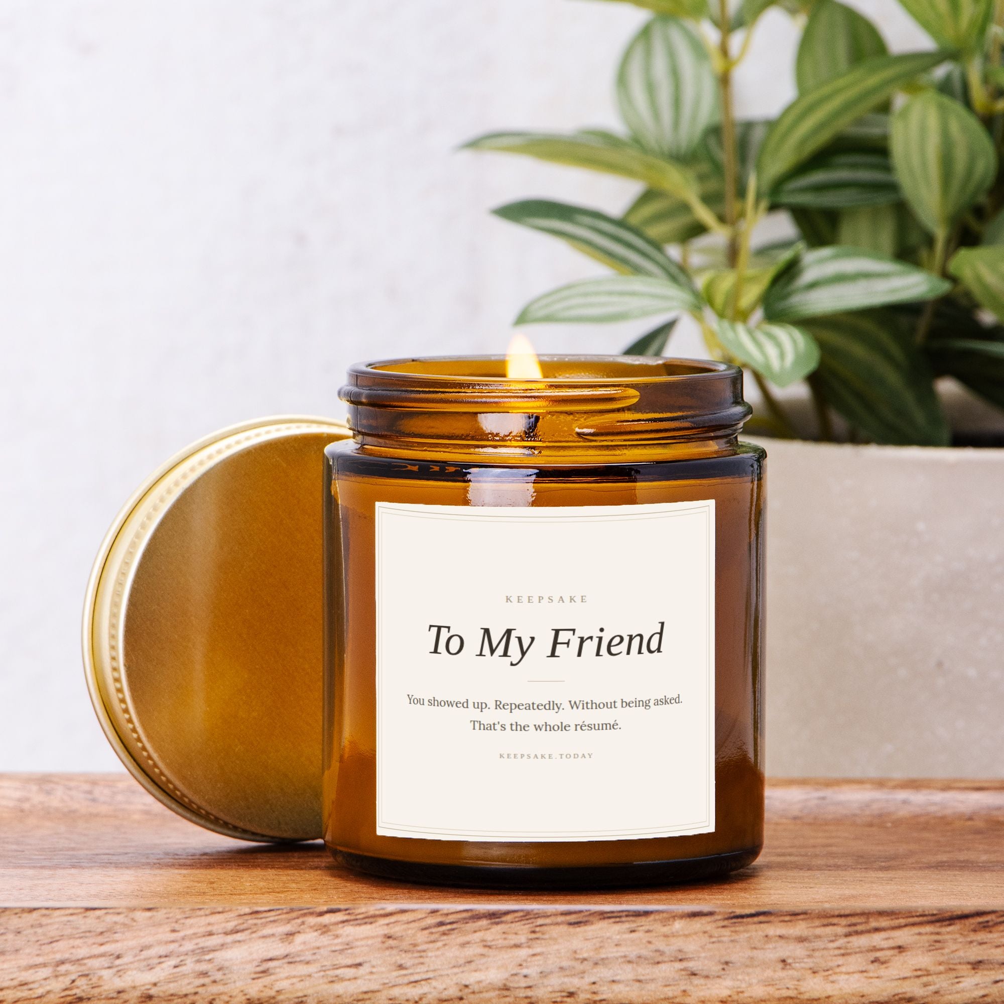 To My Friend Hand-Poured Candle - Amber Jar 4oz Keepsake Gift