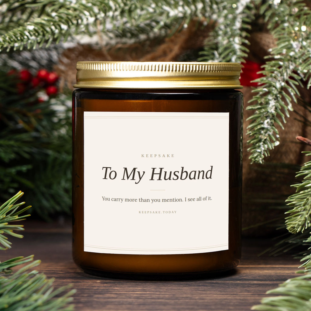 To My Husband Hand-Poured Candle - Amber Jar 9oz Keepsake Gift