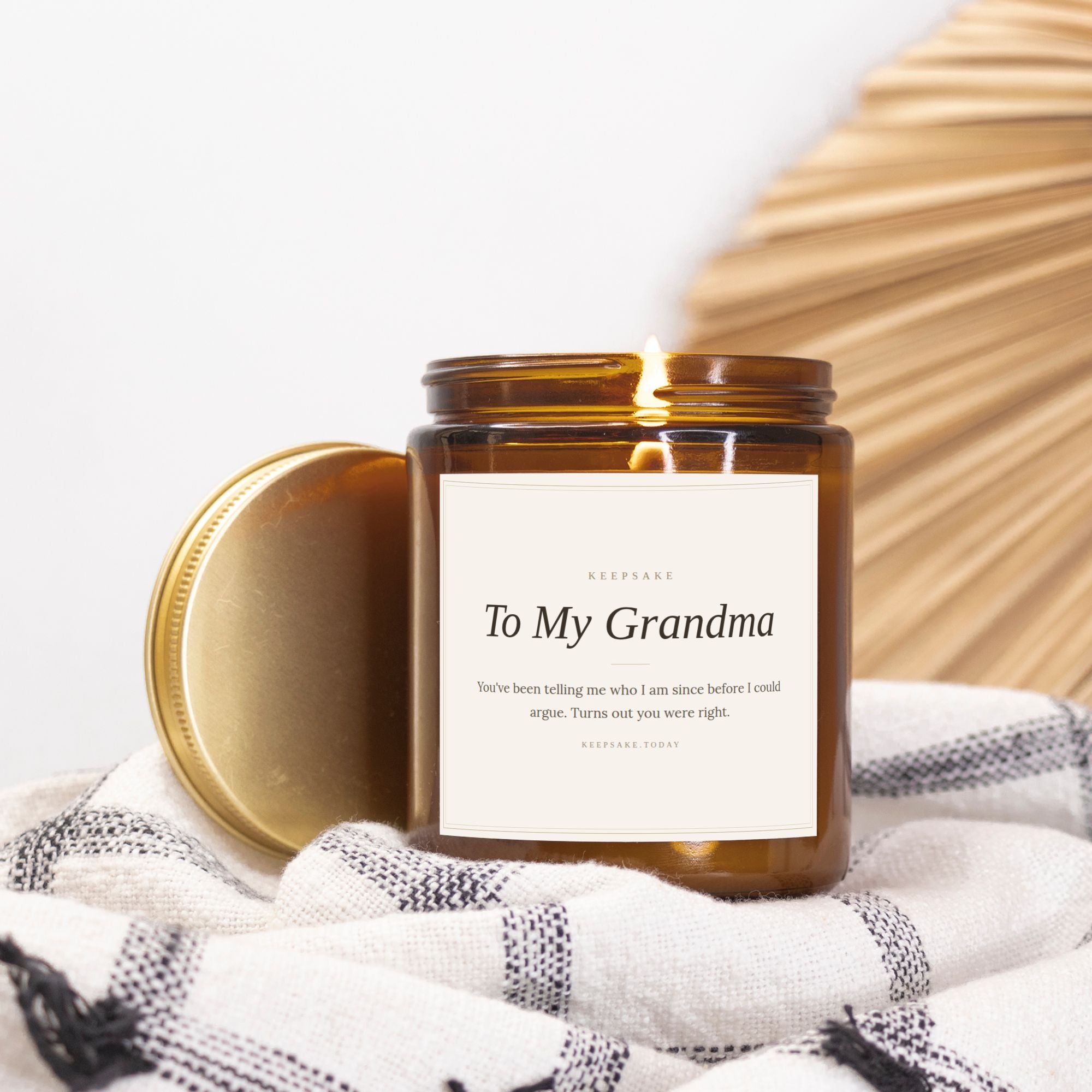 To My Grandma Hand-Poured Candle - Amber Jar 9oz Keepsake Gift
