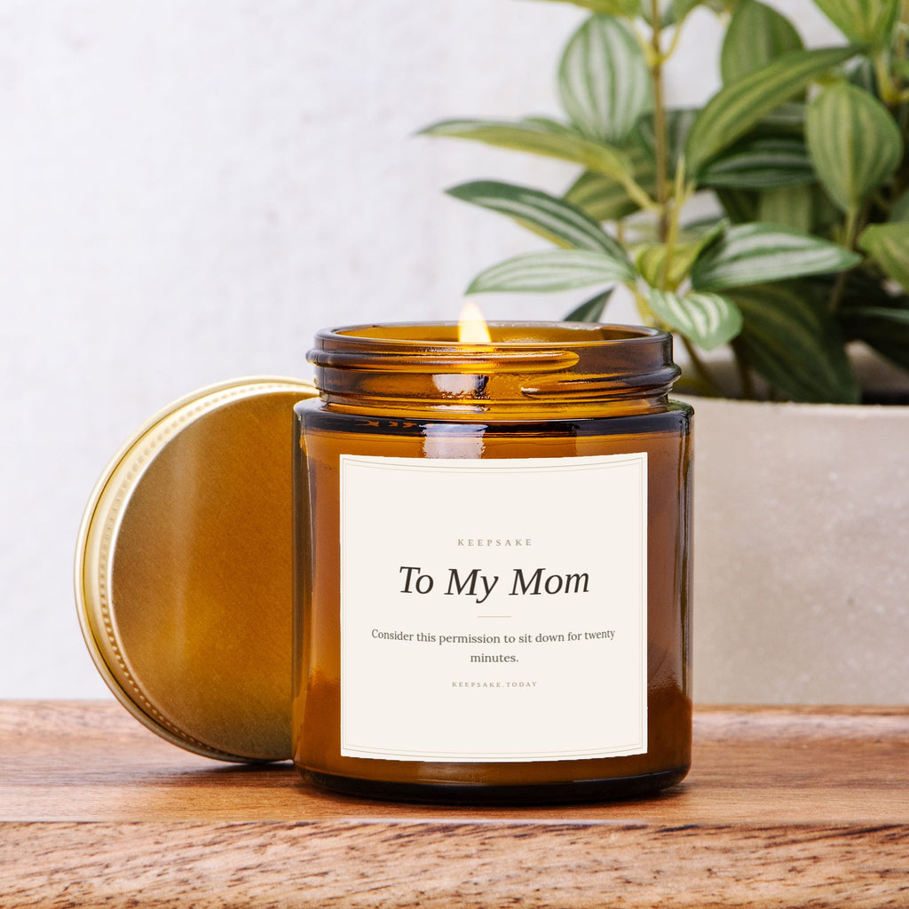 To My Mom Hand-Poured Candle - Amber Jar 4oz Keepsake Gift