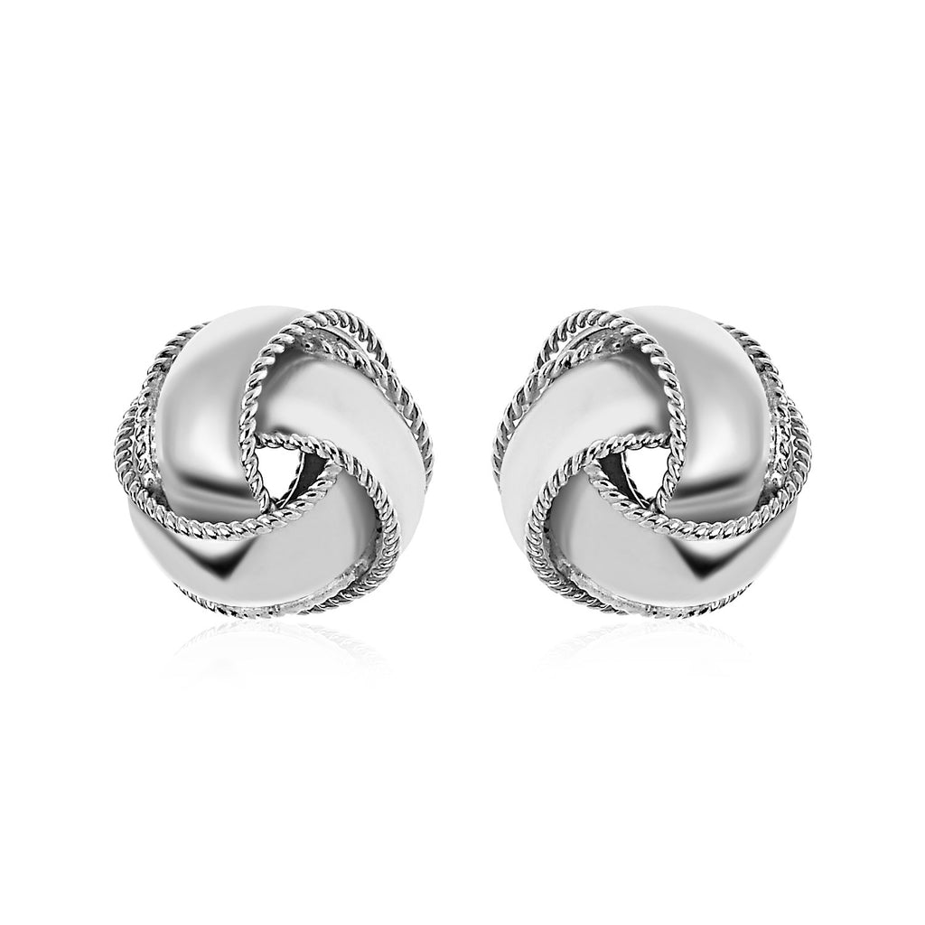 Textured and Polished Love Knot Earrings in Sterling Silver(13mm)