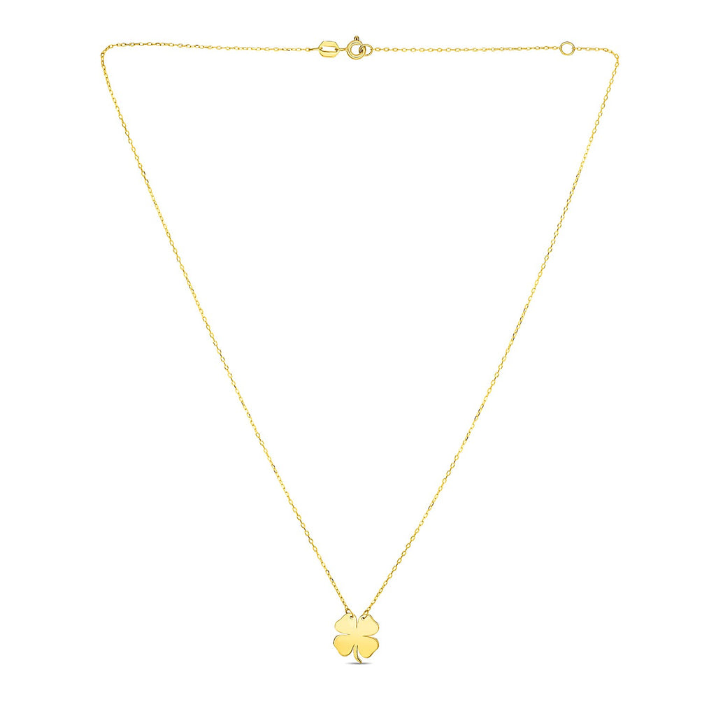 14K Yellow Gold Four Leaf Clover Necklace