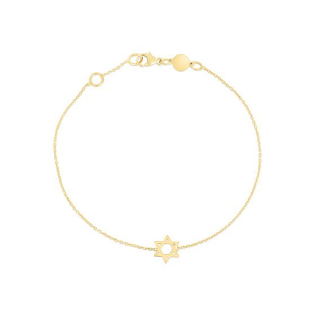 14k Yellow Gold Star of David Bracelet