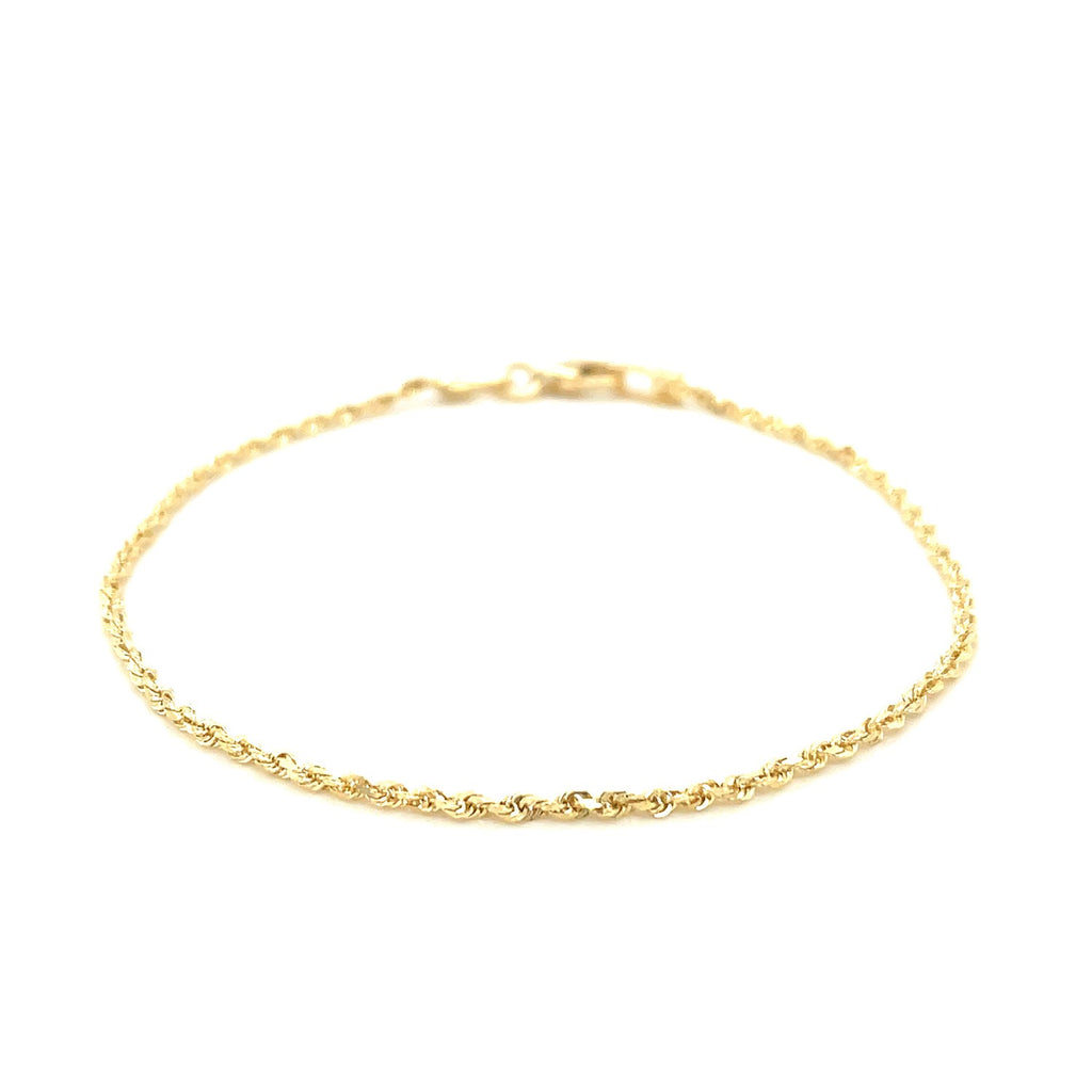 10k Yellow Gold Solid Diamond Cut Rope Bracelet (1.60 mm)