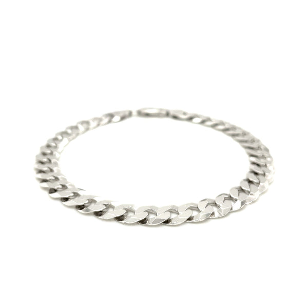 Rhodium Plated Sterling Silver Curb Style Bracelet (7.90 mm)