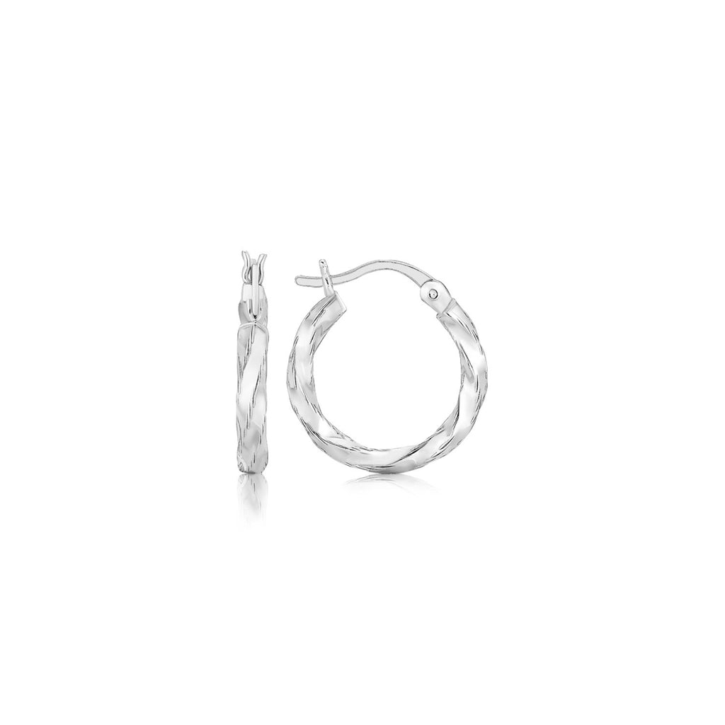 Spiral Style Polished Hoop Earrings in Sterling Silver(3x15mm)