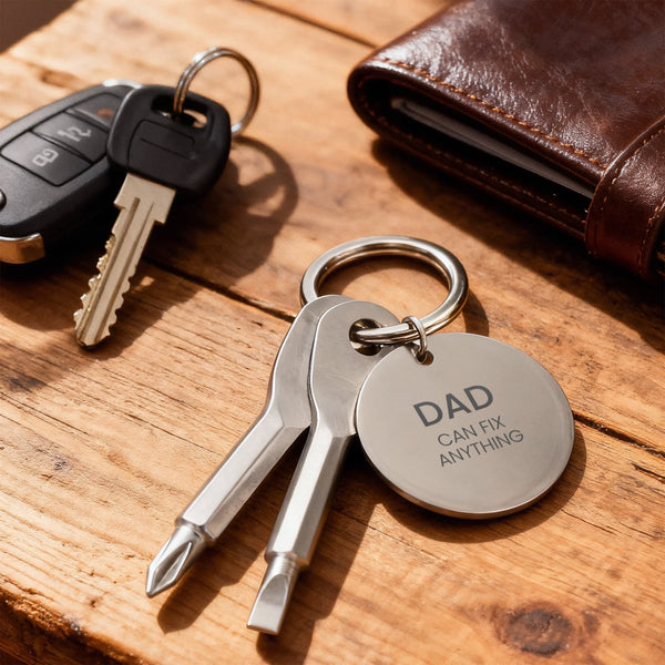Dad Can Fix Anything Engraved Keychain - Keepsake Gift for Father