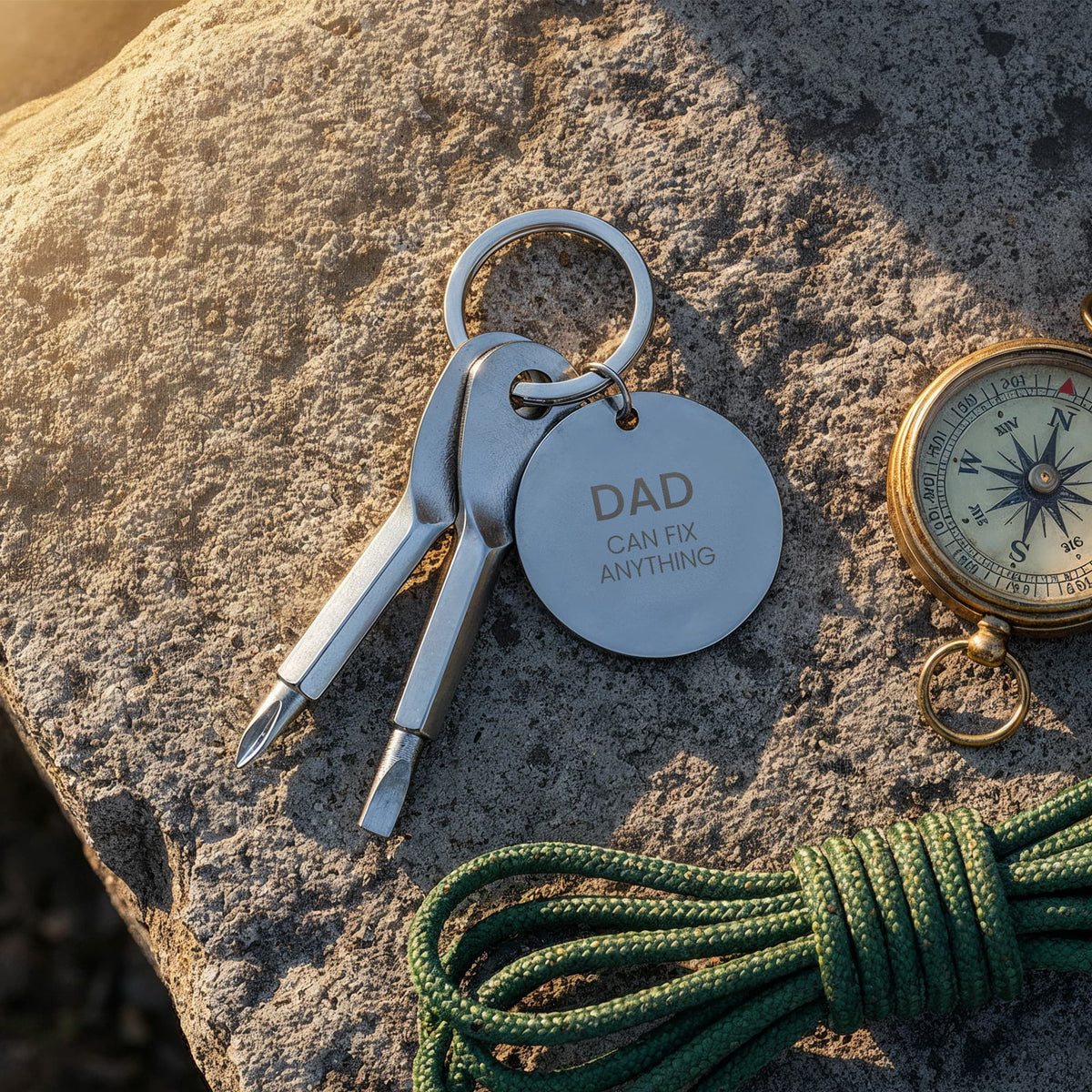 Dad Can Fix Anything Engraved Keychain - Keepsake Gift for Father – view 3