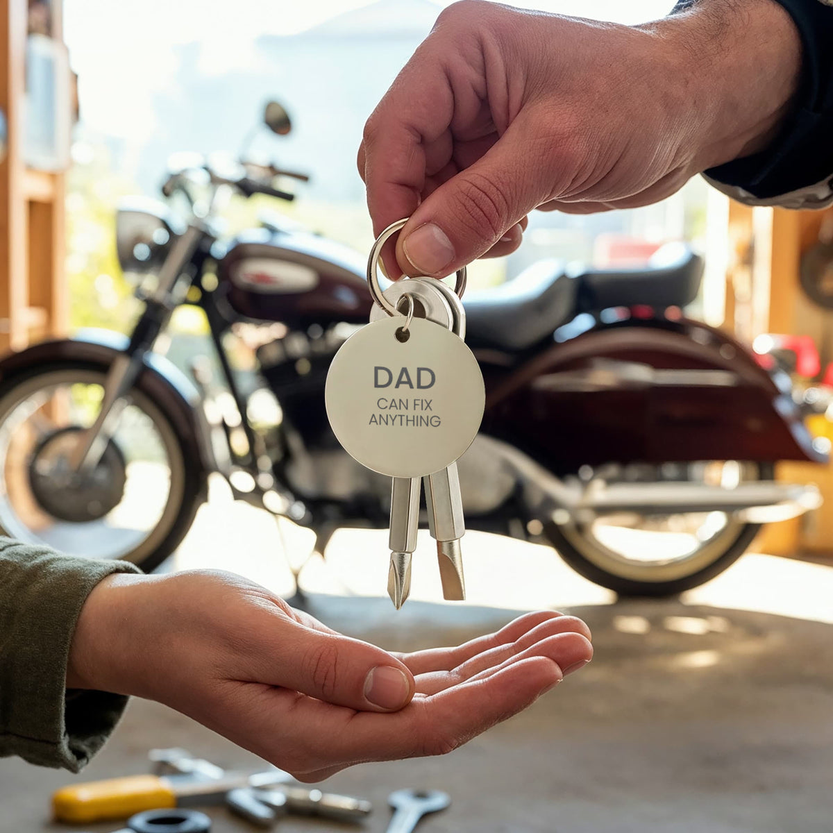 Dad Can Fix Anything Engraved Keychain - Keepsake Gift for Father – view 5