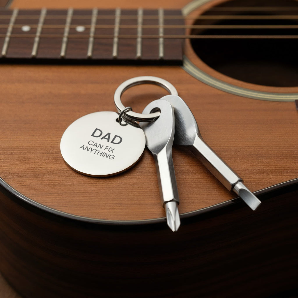 Dad Can Fix Anything Engraved Keychain - Keepsake Gift for Father – view 6