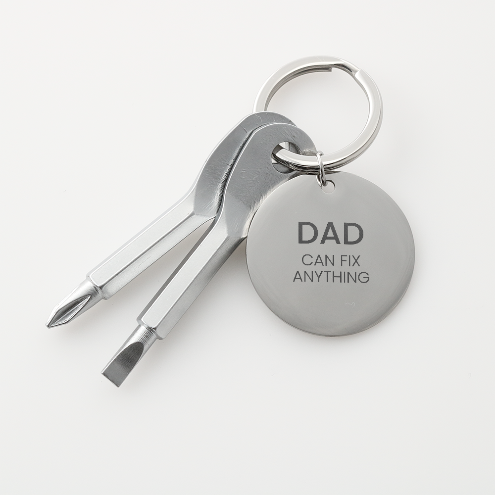 Dad Can Fix Anything Engraved Keychain - Keepsake Gift for Father