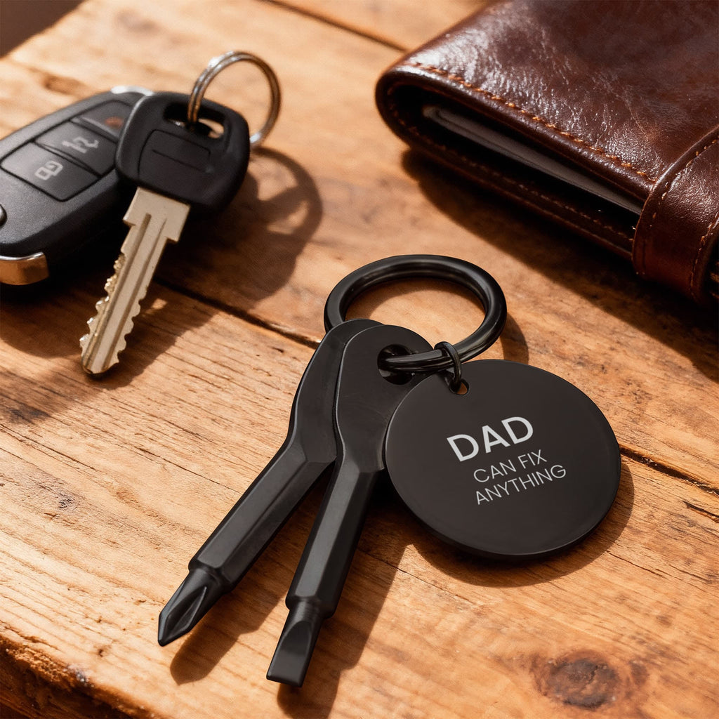 Dad Can Fix Anything Engraved Keychain - Keepsake Gift for Father – view 9