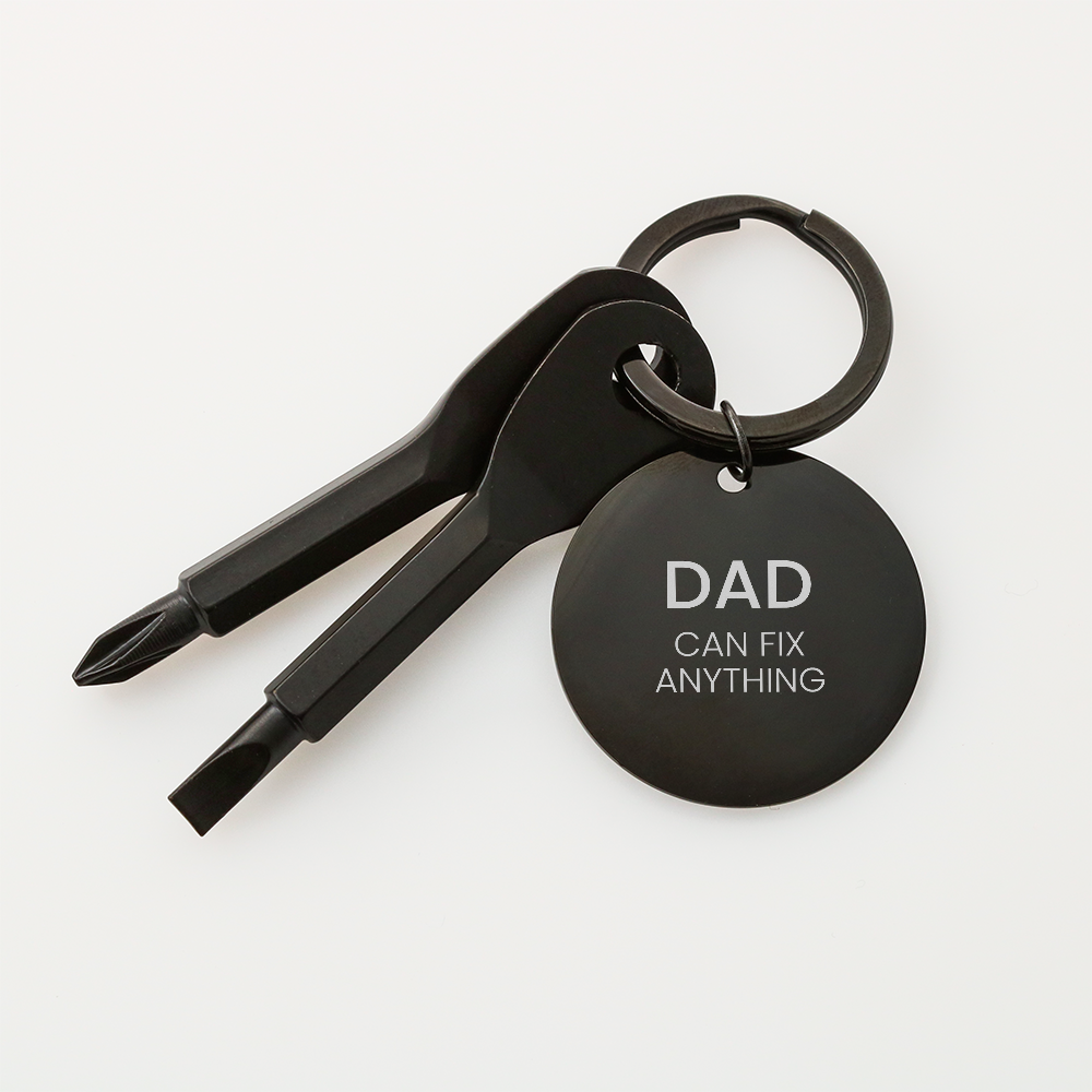 Dad Can Fix Anything Engraved Keychain - Keepsake Gift for Father – view 8