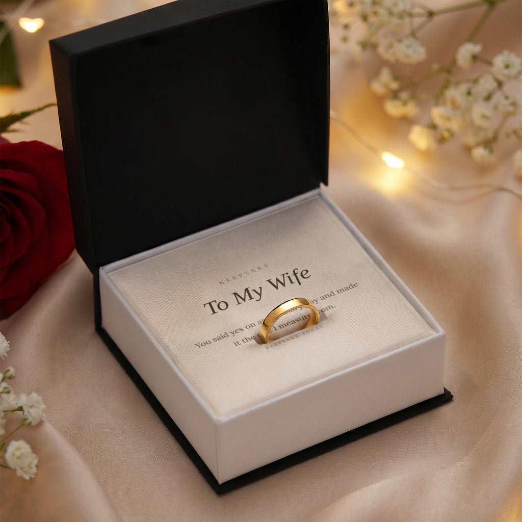 To My Wife Engraved Ring - Anniversary Keepsake Gift for Her