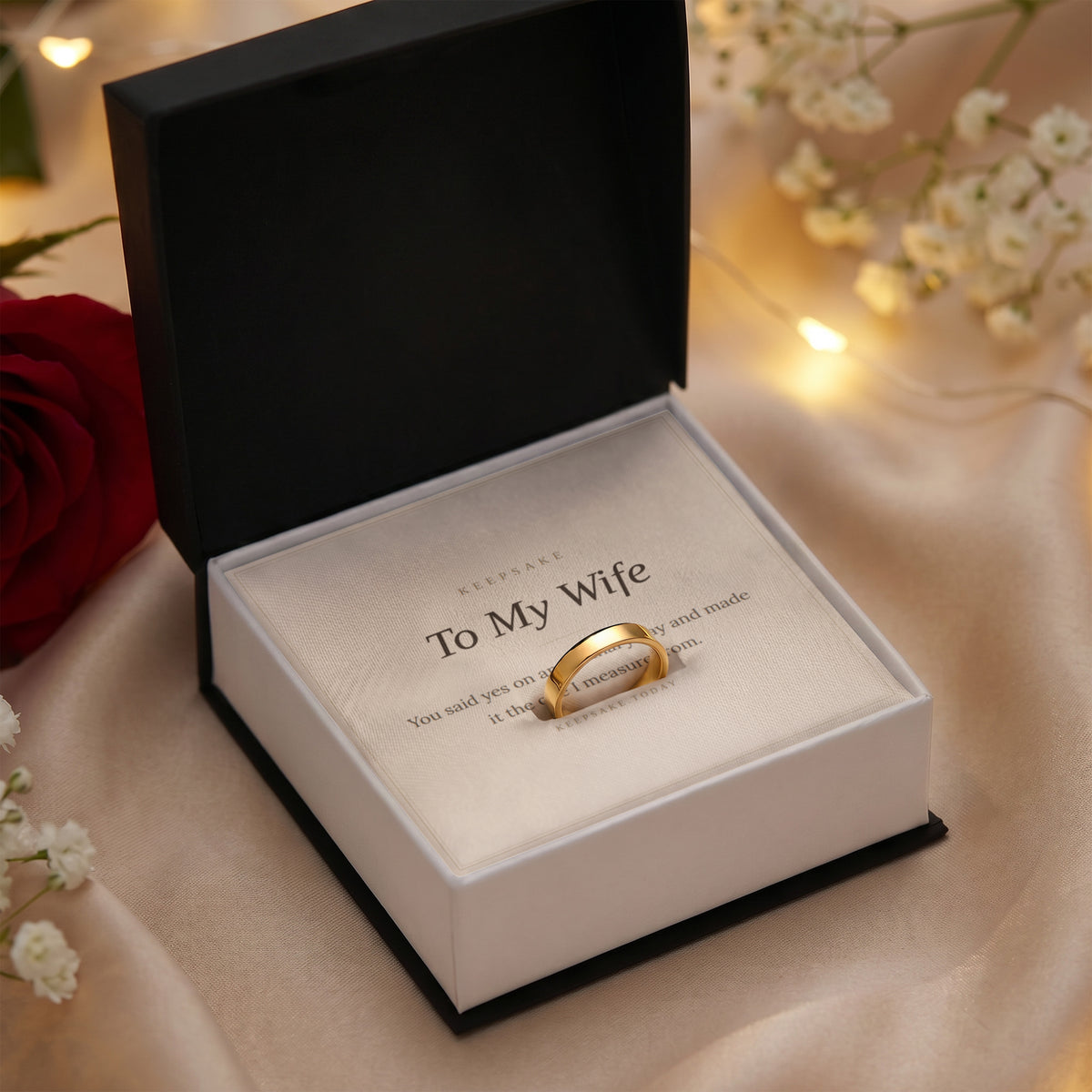 To My Wife Engraved Ring - Anniversary Keepsake Gift for Her