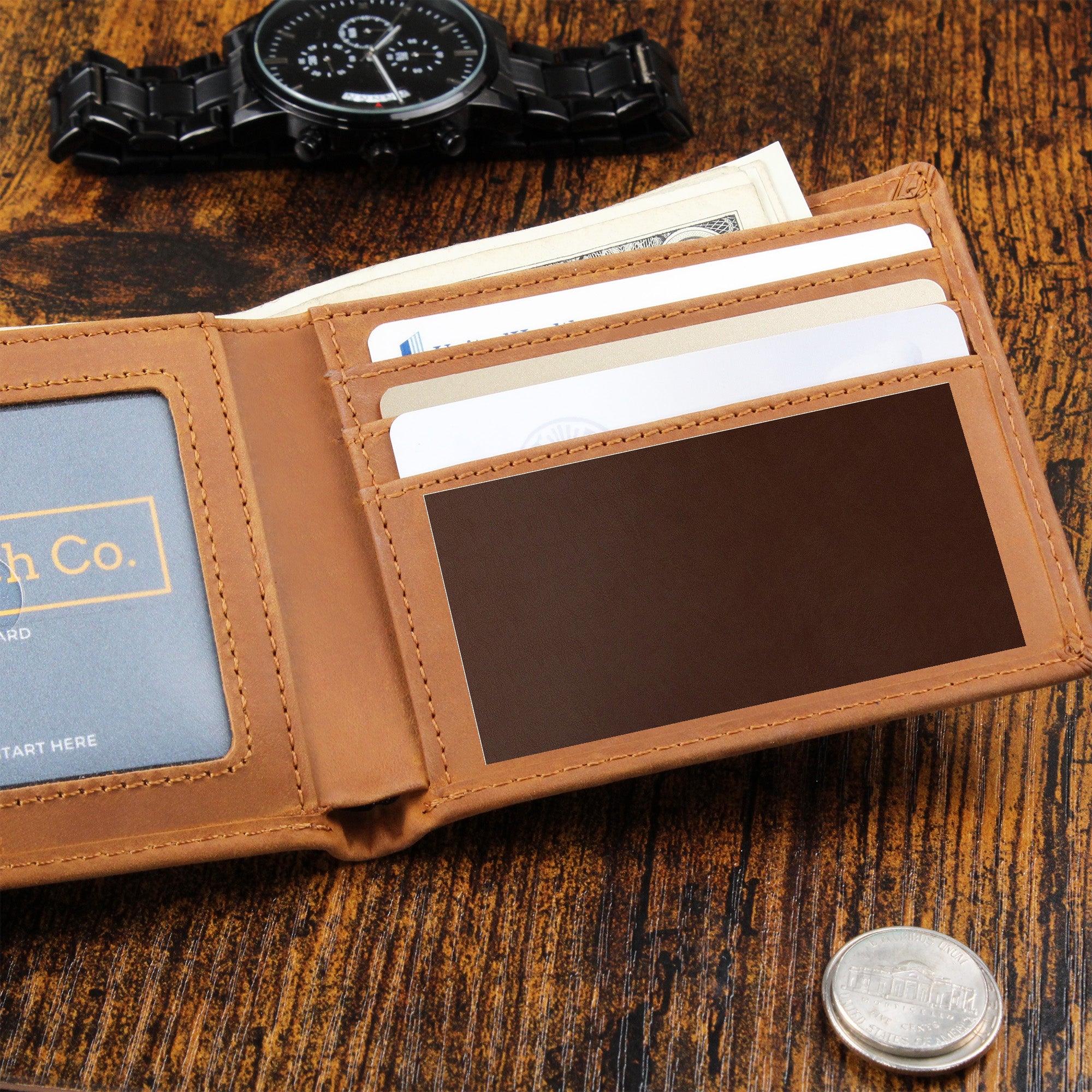 To My Dad Engraved Leather Wallet - Keepsake Gift for Father