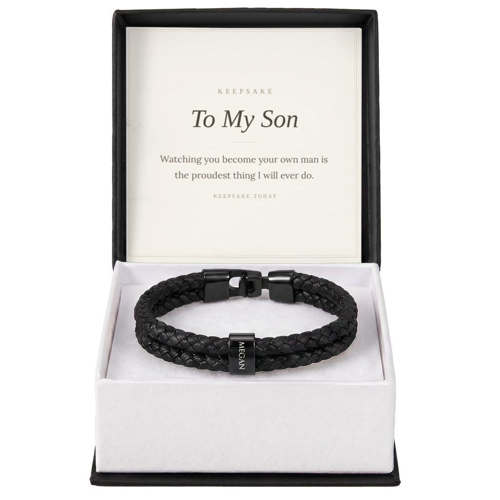 To My Son Personalized Name Bracelet - Keepsake Gift for Him