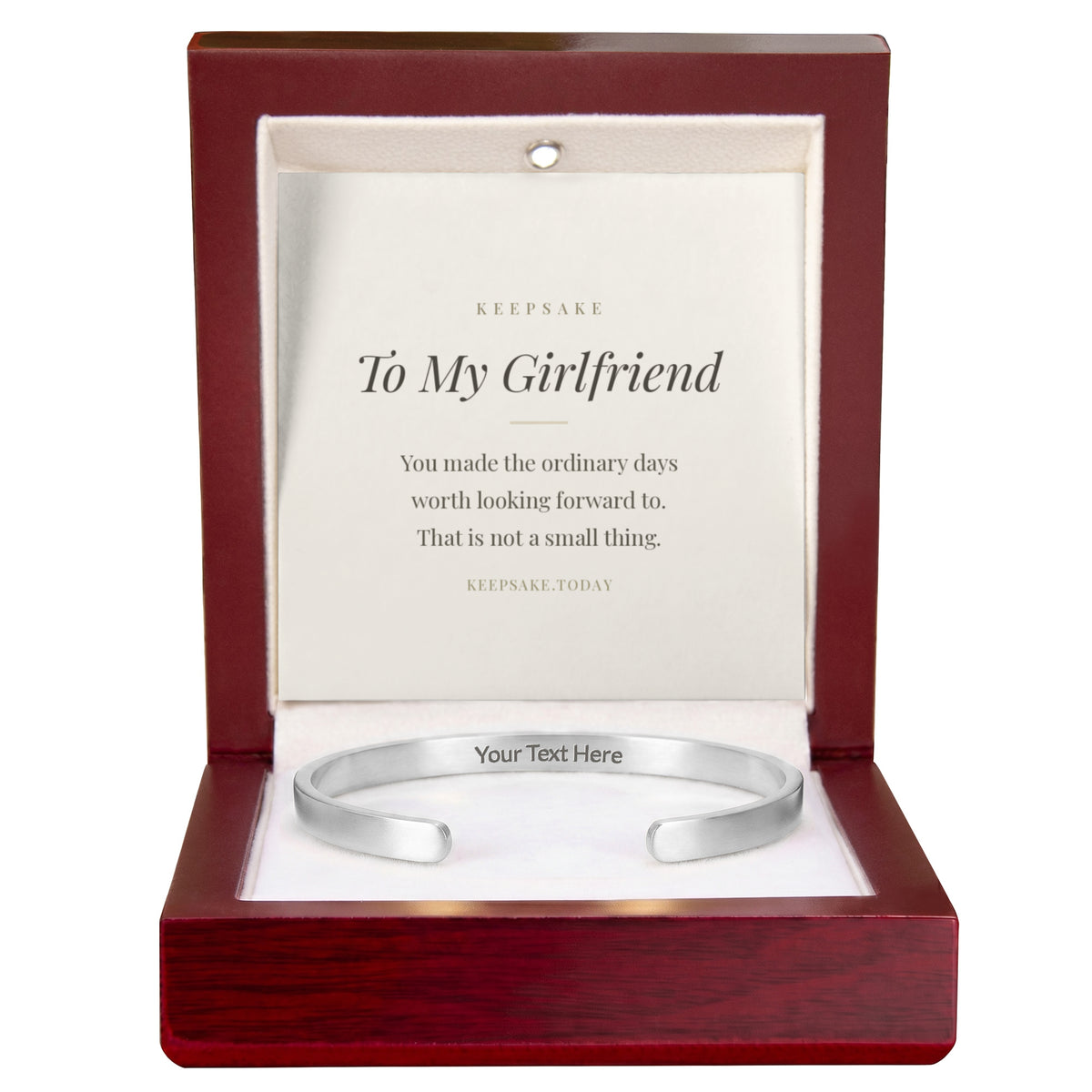 To My Girlfriend Engraved Cuff Bracelet - Keepsake Gift