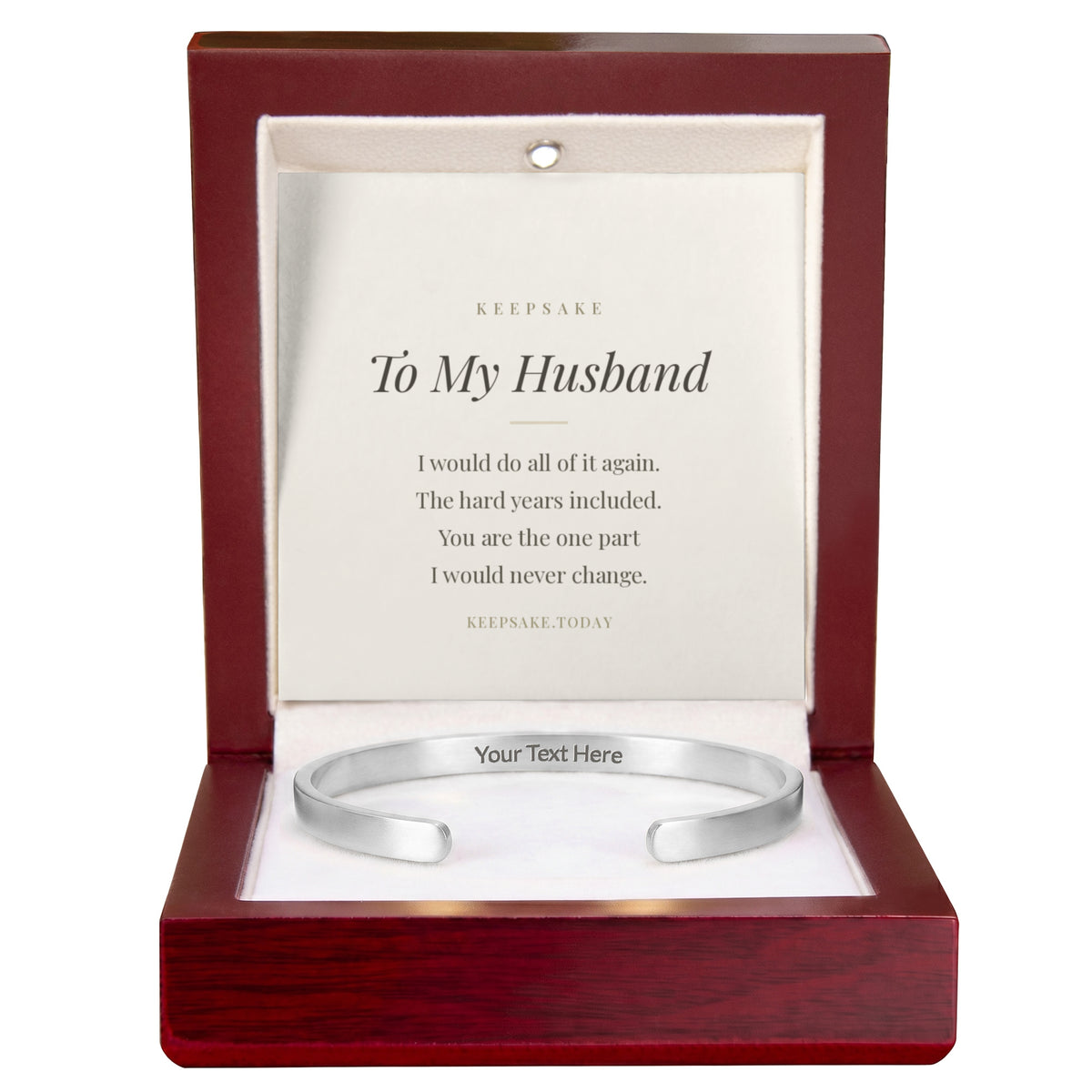 To My Husband Engraved Cuff Bracelet - Keepsake Gift