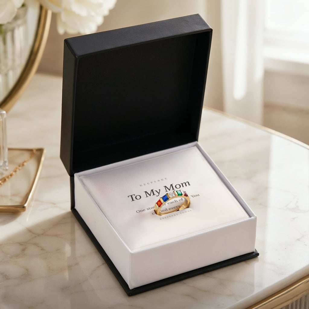 To My Mom Birthstone Ring - Personalized Keepsake Gift for Mother