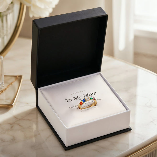 To My Mom Birthstone Ring - Personalized Keepsake Gift for Mother