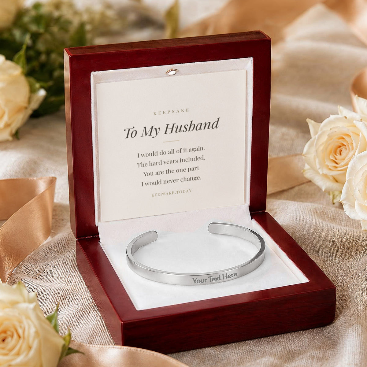 To My Husband Engraved Cuff Bracelet - Keepsake Gift