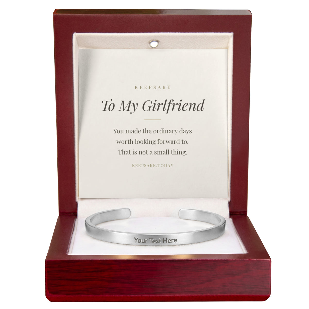 To My Girlfriend Engraved Cuff Bracelet - Keepsake Gift
