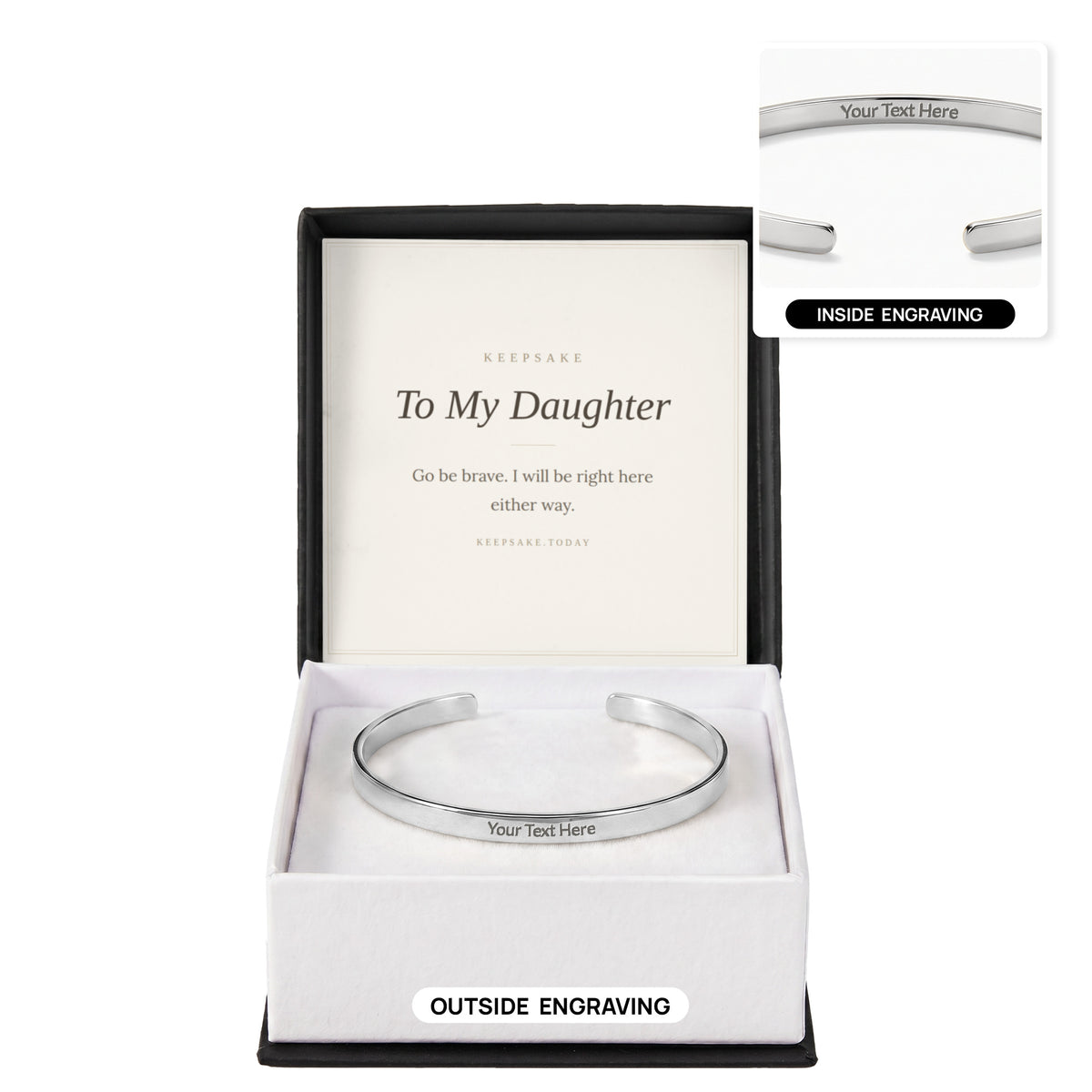 To My Daughter Engraved Cuff Bracelet - Keepsake Gift – view 4