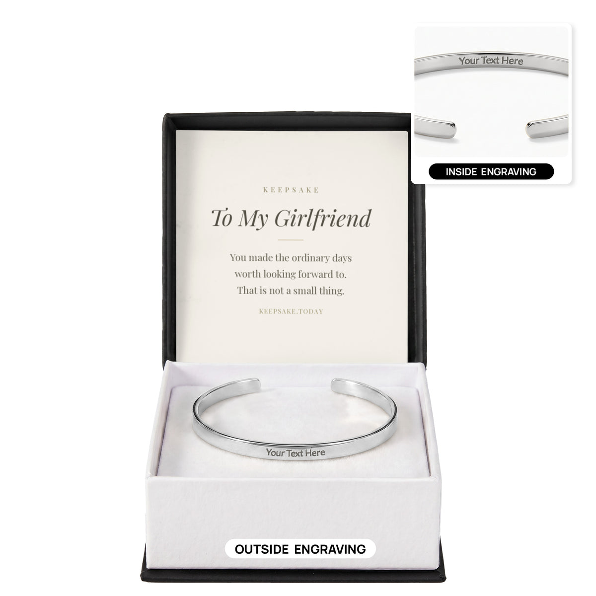 To My Girlfriend Engraved Cuff Bracelet - Keepsake Gift