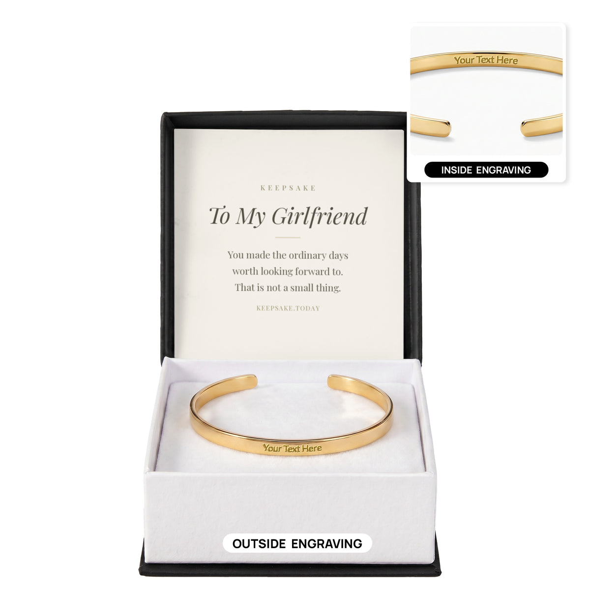 To My Girlfriend Engraved Cuff Bracelet - Keepsake Gift