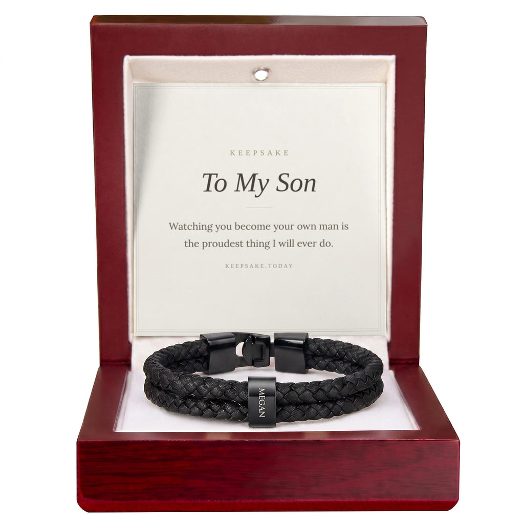 To My Son Personalized Name Bracelet - Keepsake Gift for Him