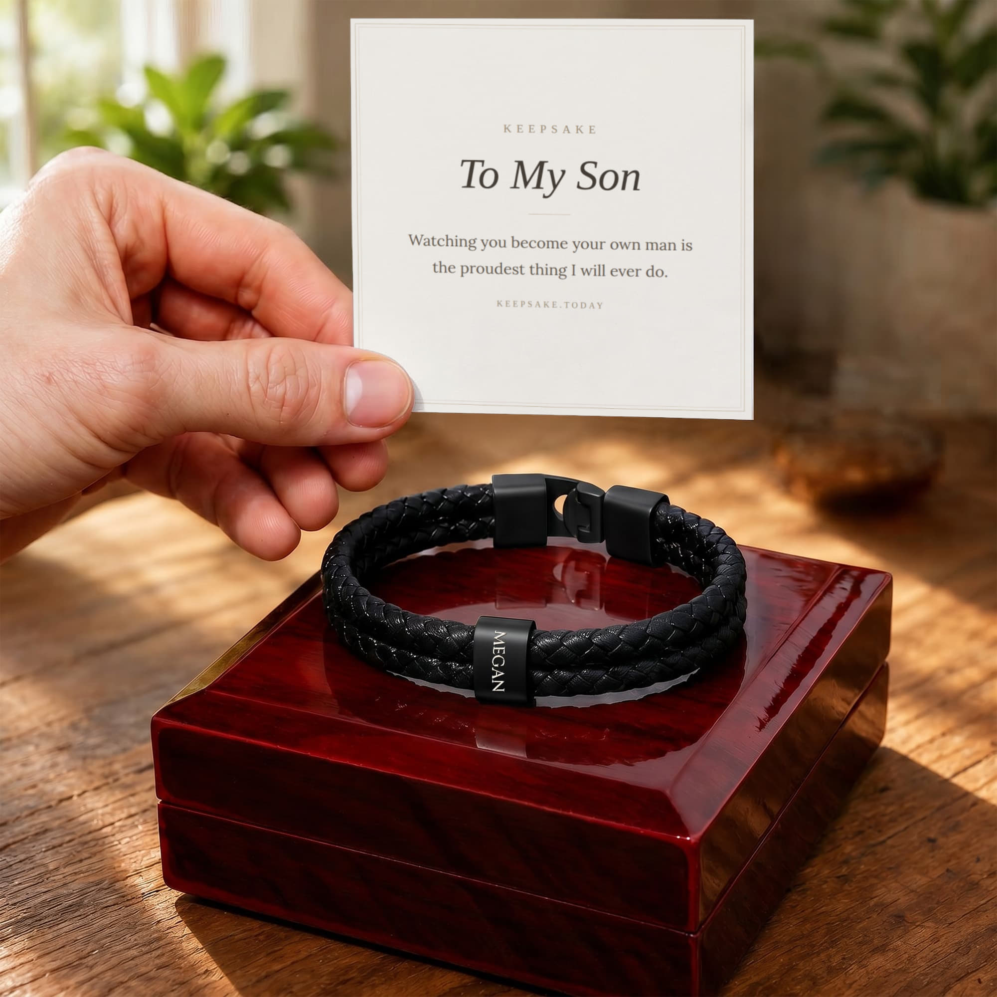 To My Son Personalized Name Bracelet - Keepsake Gift for Him