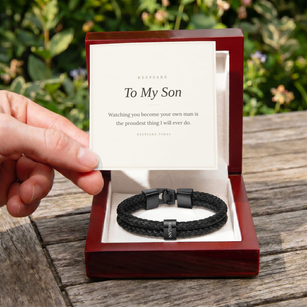 To My Son Personalized Name Bracelet - Keepsake Gift for Him
