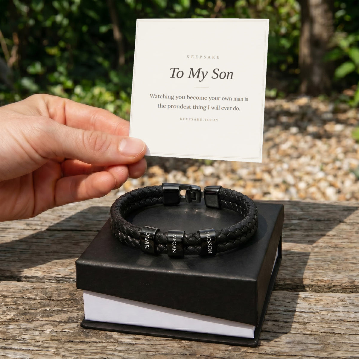 To My Son Personalized Name Bracelet - Keepsake Gift for Him