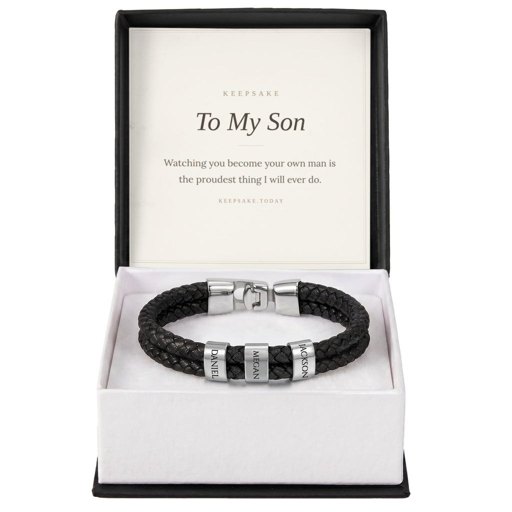 To My Son Personalized Name Bracelet - Keepsake Gift for Him