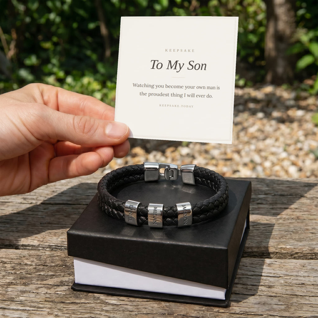 To My Son Personalized Name Bracelet - Keepsake Gift for Him
