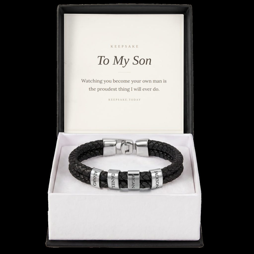 To My Son Personalized Name Bracelet - Keepsake Gift for Him