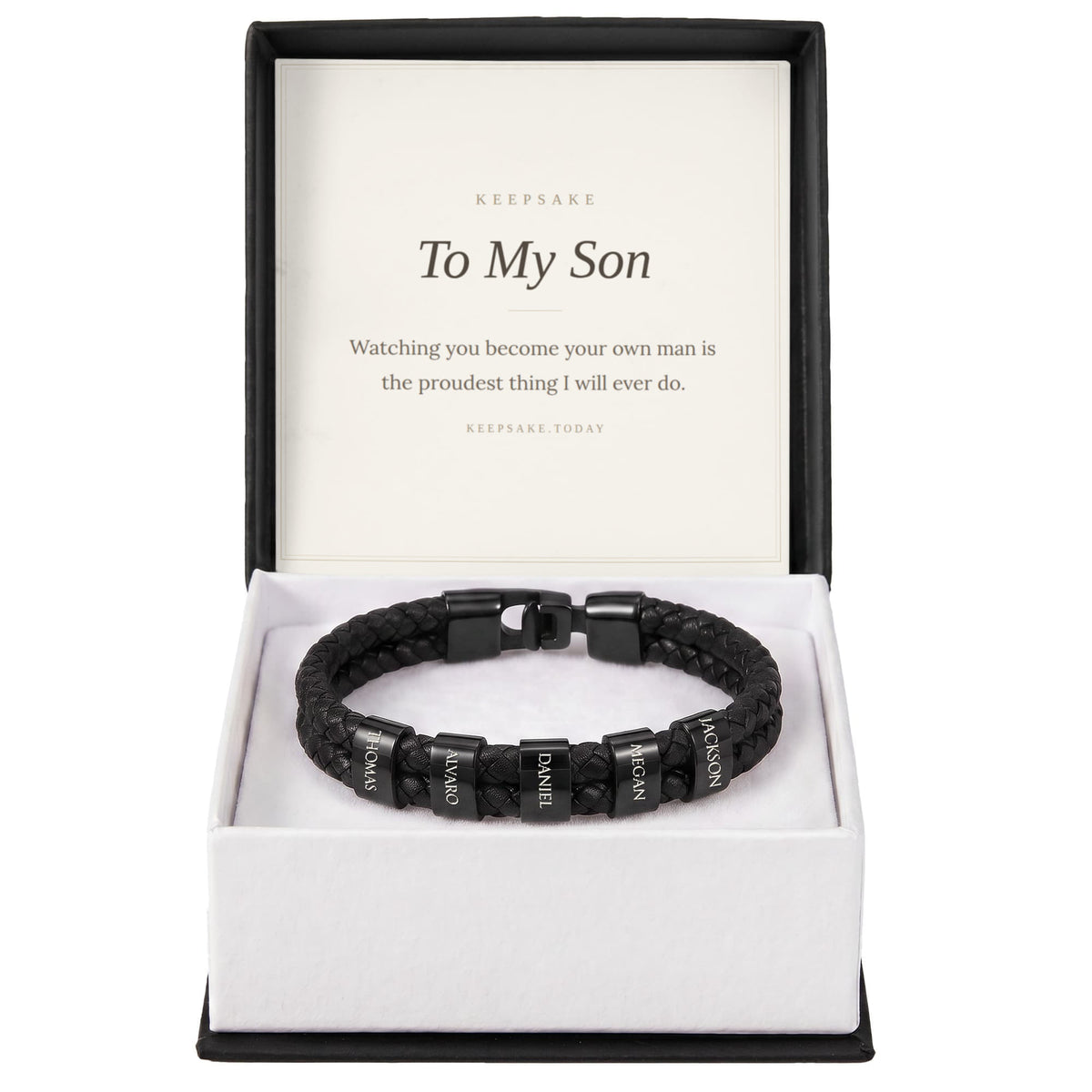To My Son Personalized Name Bracelet - Keepsake Gift for Him