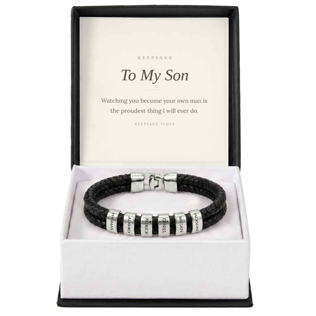 To My Son Personalized Name Bracelet - Keepsake Gift for Him