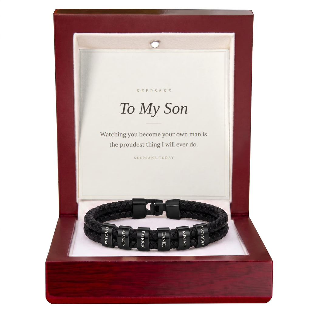 To My Son Personalized Name Bracelet - Keepsake Gift for Him
