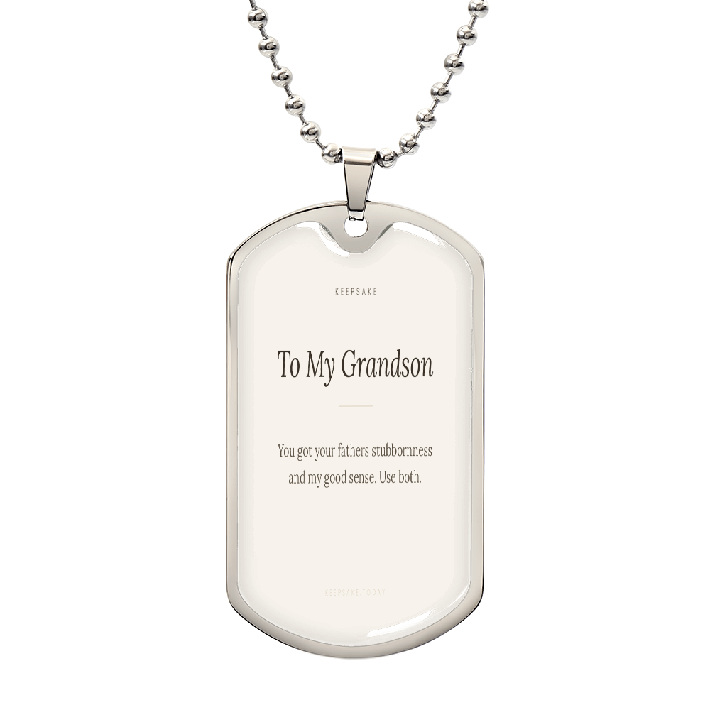To My Grandson Dog Tag Necklace - Keepsake Gift from Grandma or Grandpa