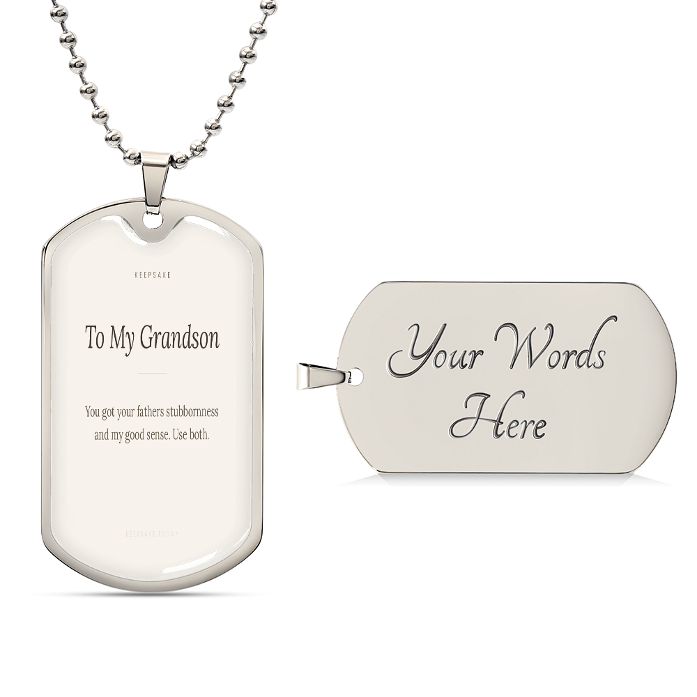To My Grandson Dog Tag Necklace - Keepsake Gift from Grandma or Grandpa – view 2
