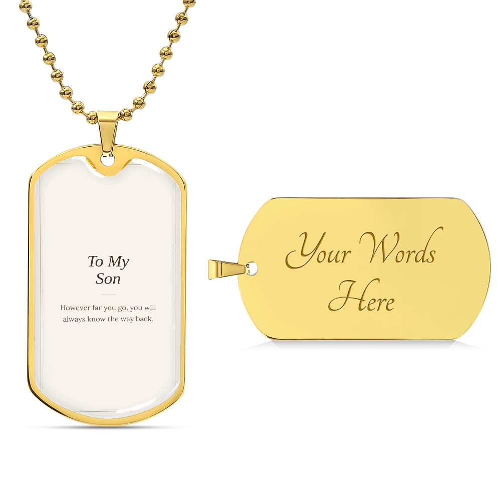 To My Son Dog Tag Necklace - Keepsake Gift for Him