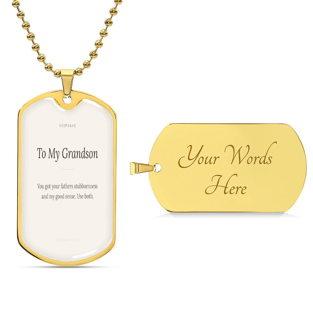 To My Grandson Dog Tag Necklace - Keepsake Gift from Grandma or Grandpa