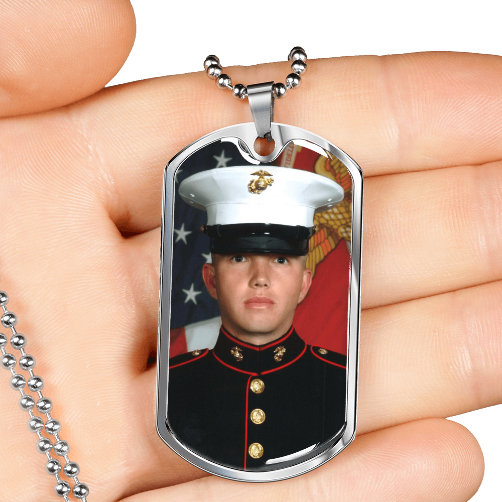 Personalized Photo Dog Tag Necklace - Keepsake Gift for Son