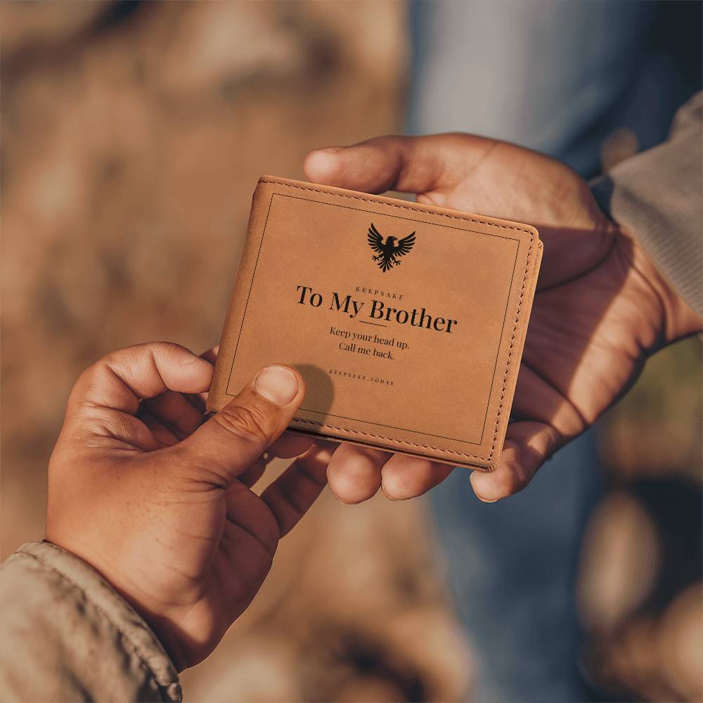 To My Brother Leather Wallet - Keepsake Gift with Printed Message