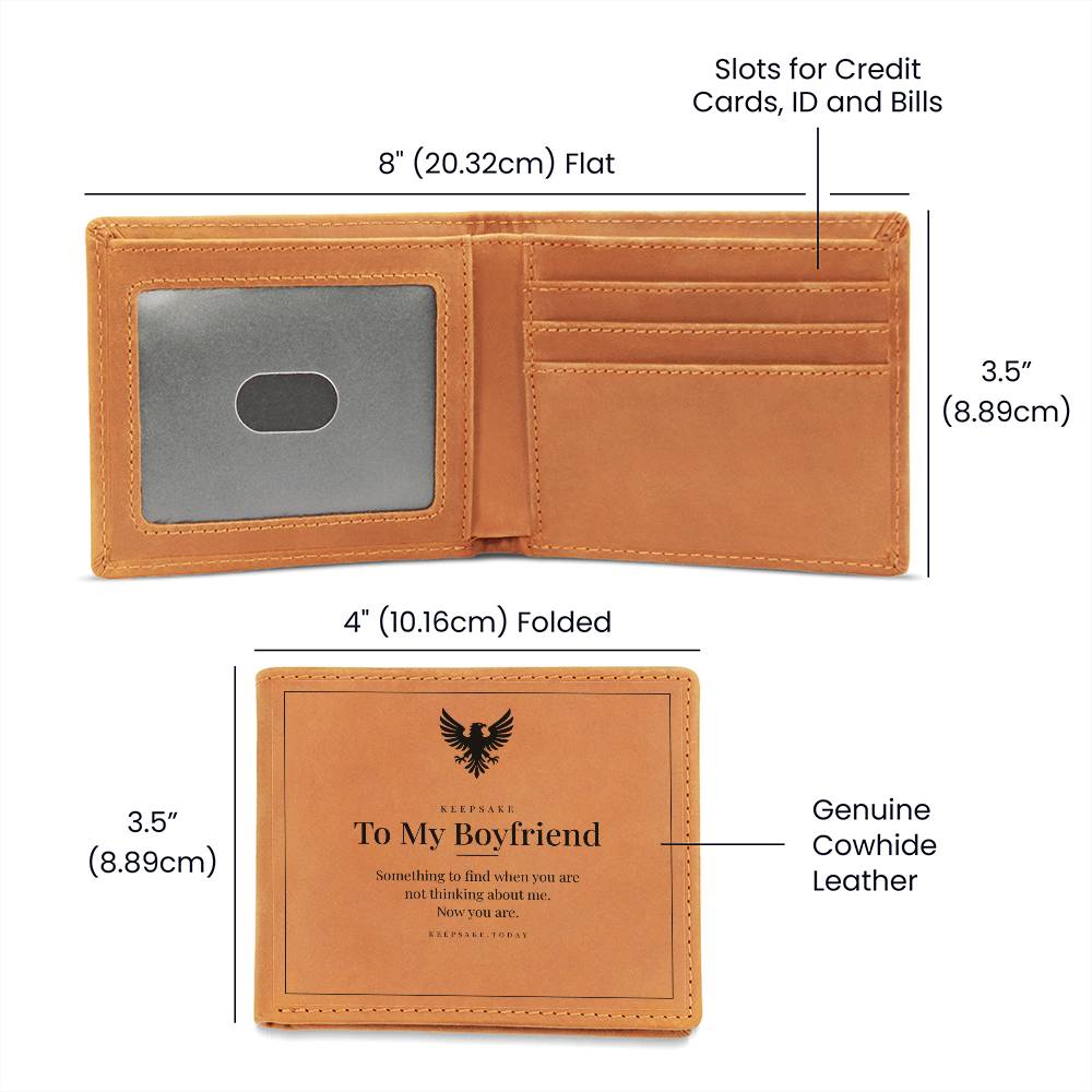 To My Boyfriend Leather Wallet - Keepsake Gift with Printed Message