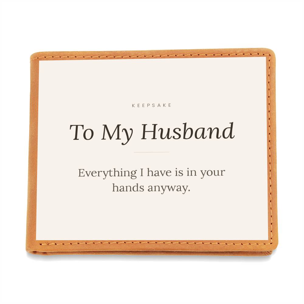 To My Husband Leather Wallet - Keepsake Gift with Hidden Message